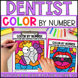 Dental Health Color by Number Addition and Subtraction Wit