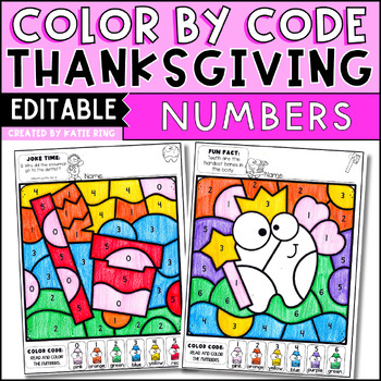 Preview of Dental Health Color by Number Recognition Worksheets Editable