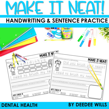 Preview of Dental Health Handwriting Practice Themed Handwriting and Sentences