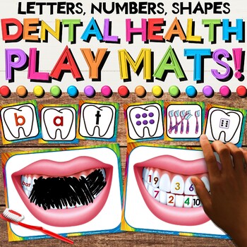 Preview of Dental Health & Hygiene Teeth Brushing Play Mat Activities with Word Families