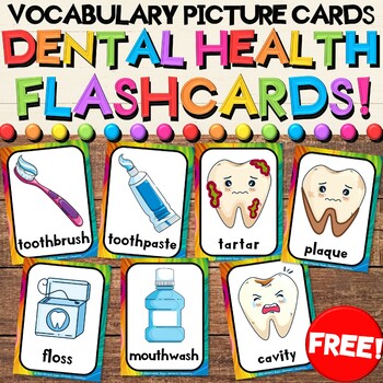 Preview of Dental Health & Hygiene with Teeth & Mouth Flash Cards & Picture Cards for FREE