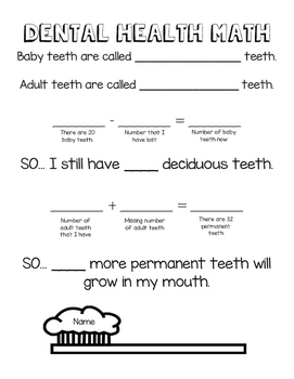 Preview of Dental Health Math