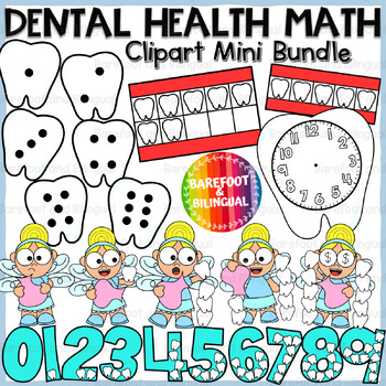 Preview of Dental Health Math Clipart Mini Bundle - Dice Clipart, Number Clipart & More