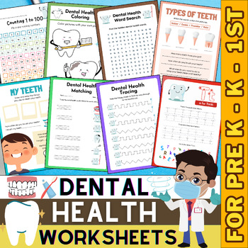 Preview of Dental Health Math and literacy Worksheets and Activities | Dental Health Month