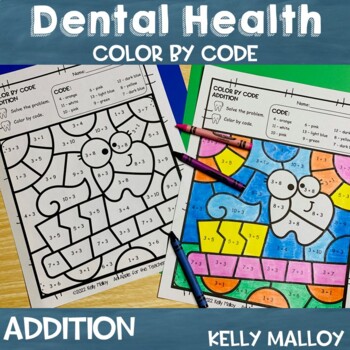 dental health math color by number addition to 20 coloring worksheets 1st grade