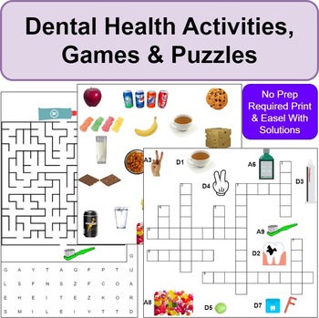 Preview of End of Year Activities Oral Health Games & Puzzles-No Prep PDF and Easel