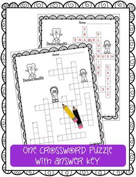 Dental Health Month Crossword Puzzle by Time 4 Teaching TPT