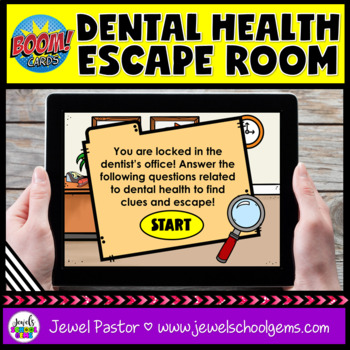 Preview of Dental Health Month Escape Room Boom Cards | Trivia Questions DIGITAL Activity