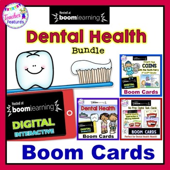 Preview of Boom Cards 1st Grade FEBRUARY DENTAL HEALTH MONTH Remote Learning Bundle