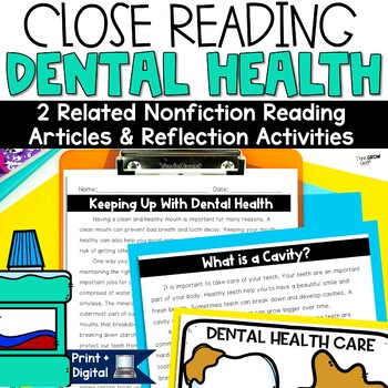 Preview of Dental Health Month Teeth Reading Passages Activities February Close Reading