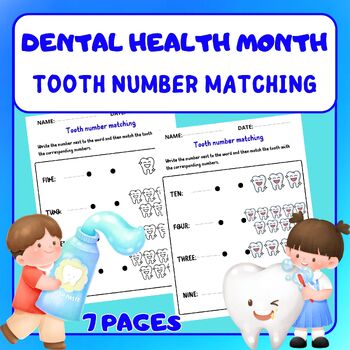 Preview of Dental Health Month - Tooth number matching