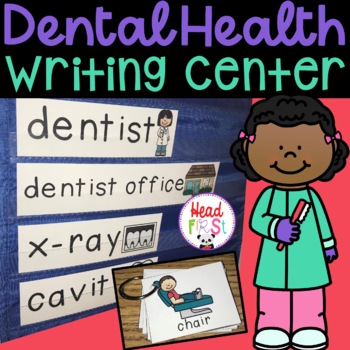 Preview of Dental Health Vocabulary Words and Picture Cards for Writing Center ESL