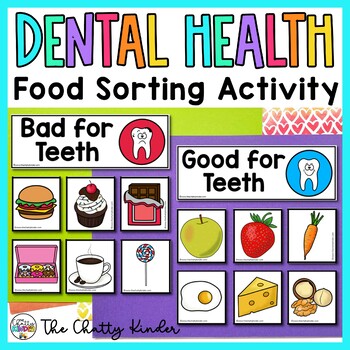 Preview of Dental Health Printable Sorting Activity - Good and Bad Food for Teeth