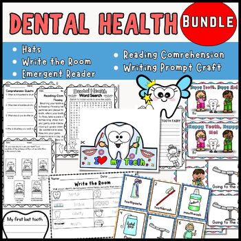 Preview of Dental Health Reading and Writing February Activities| Bundle