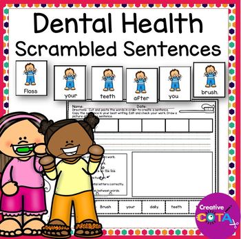 Preview of Occupational Therapy Dental Health Scrambled Build a Sentence Writing Activities
