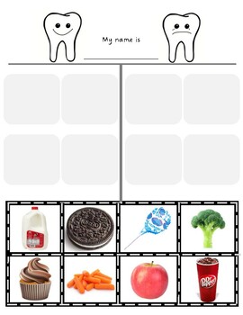 Preview of Dental Health: Sorting Common Foods for Healthy Teeth, Gums, Mouth -PreK Toddler