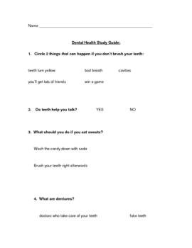 Preview of Dental Health Study Guide