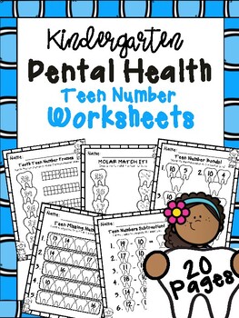 Preview of Dental Health Teen Numbers (Place Value to 20) Worksheets (Kindergarten)
