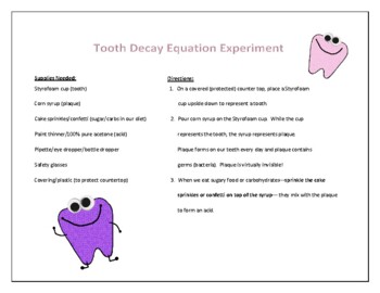 Preview of Dental Health: Tooth Decay Equation Experiment