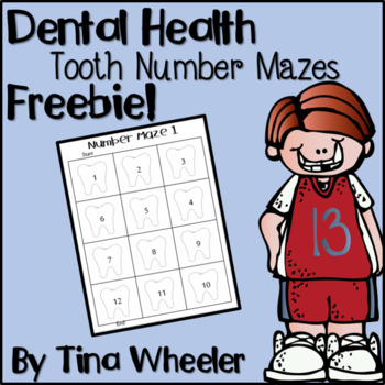 Preview of Dental Health Tooth Number Mazes Freebie!