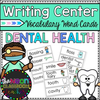 Preview of Writing Center Vocabulary Dental Health Word Cards