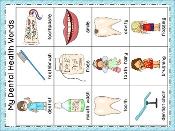Dental Health Word Wall Cards \u0026 Personal Word Wall by The Teaching Zoo