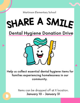 Preview of Dental Hygiene Donation Drive Editable Flyers