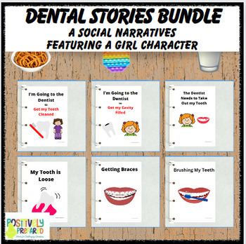 Preview of Dental Social Narrative Bundle - featuring a girl character