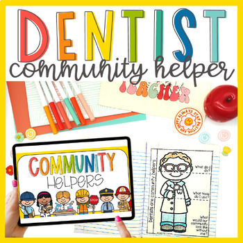 Preview of Dentist Community Helper Interactive Notebook & Slideshow Lesson Plan Set