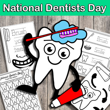 Preview of Dentists Day craft and tracing activities| Dental Health | Tooth