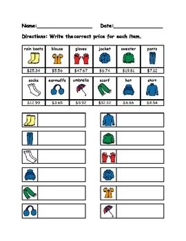 Department Store Math by Special Education Worksheets and Materials