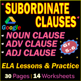 Dependent Clauses. Noun, Adjective, Adverb. ELA Worksheets