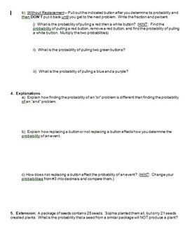 Dependent Probability Activity by Sunshine Math | TpT