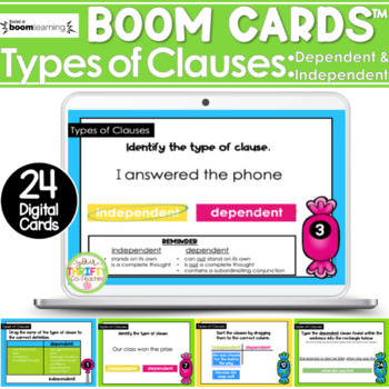 Preview of Dependent and Independent Clauses Boom Cards | Digital Task Cards