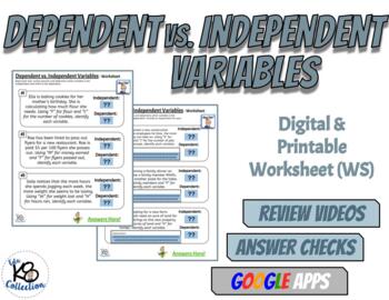 Preview of Dependent vs. Independent Variables - Digital Worksheet