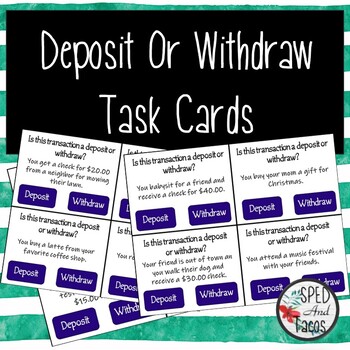 Preview of Deposit or Withdraw? Task Cards