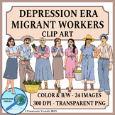 Depression Era Migrant Workers Clip Art for History Resour