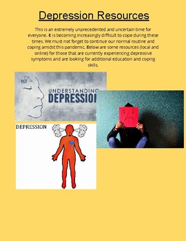 Preview of Depression Resource Packet (FREE WEEKLY RESOURCE)**