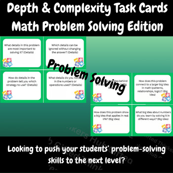 Preview of Elevate Math Problem Solving with Depth & Complexity Task Cards | Grades 3-6