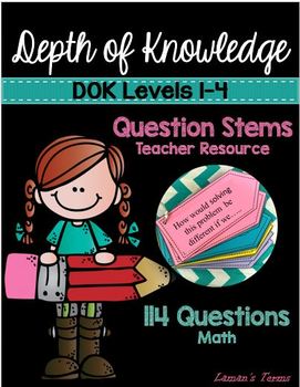 Preview of Depth Of Knowledge DOK MATH Question Stems