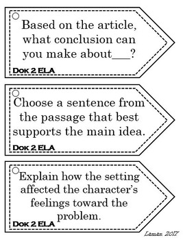 Depth Of Knowledge DOK Question Stems Language Arts by ...