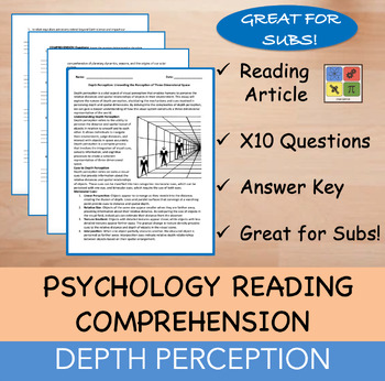 Preview of Depth Perception - Psychology Reading Passage - 100% EDITABLE