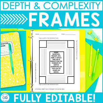 Preview of Depth and Complexity Frames Editable Frames FREEBIE with Teacher Tips