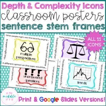 Preview of Depth and Complexity Icons Posters with Sentence Stem Frames