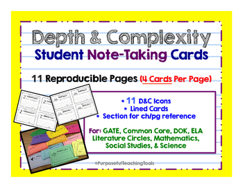 Preview of D&C Icons Note Taking Cards -  Common Core, GATE, Depth of Knowledge