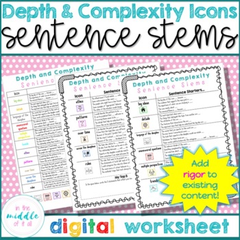 Preview of Depth and Complexity Icons Sentence Stems (distance learning)