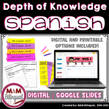 Preview of SPANISH Depth of Knowledge Question Stems | DOK en Español