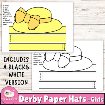 Derby Paper Hats for Girls, Kentucky Derby hats Coloring Activity - SET OF  3