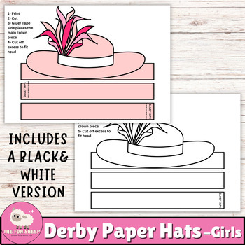 Derby Paper Hats for Girls, Kentucky Derby hats Coloring Activity - SET OF  3