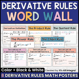 Derivative Rules Math Posters - Calculus Word Wall